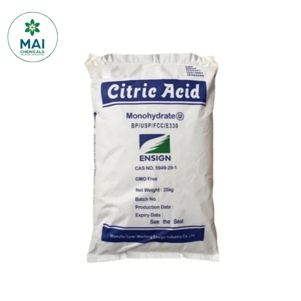 Bao 25kg Citric Acid Monohydrate E330 – acid điều chỉnh pH và chelat kim loại trong ao nuôi